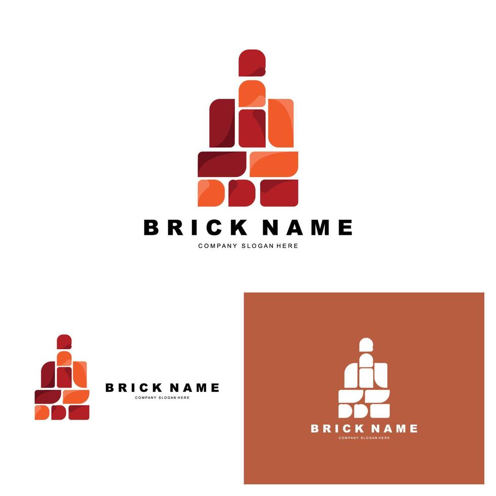 design de logotipo de tijolos, vetor de ilustração de pedra material, ícone de construção civil