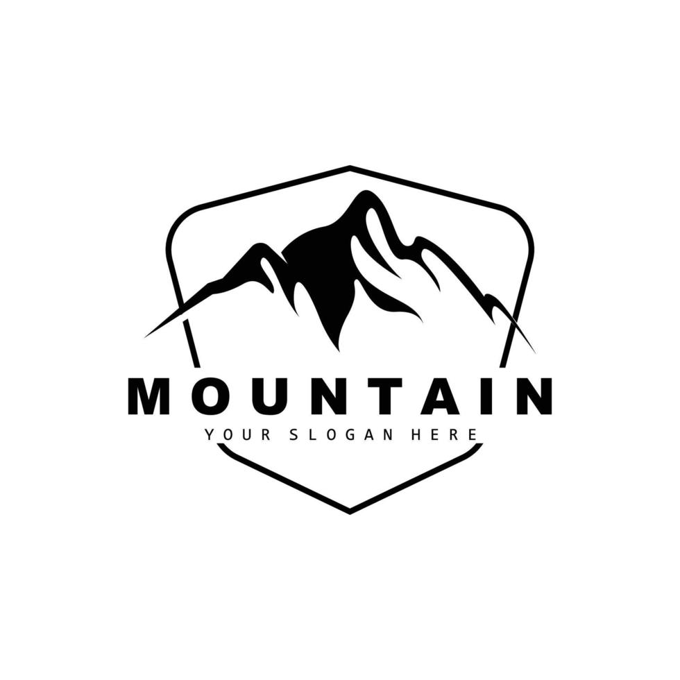 design de logotipo de montanha, lugar vetorial para caminhante de amantes da natureza vetor