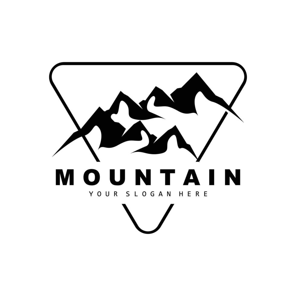 design de logotipo de montanha, lugar vetorial para caminhante de amantes da natureza vetor