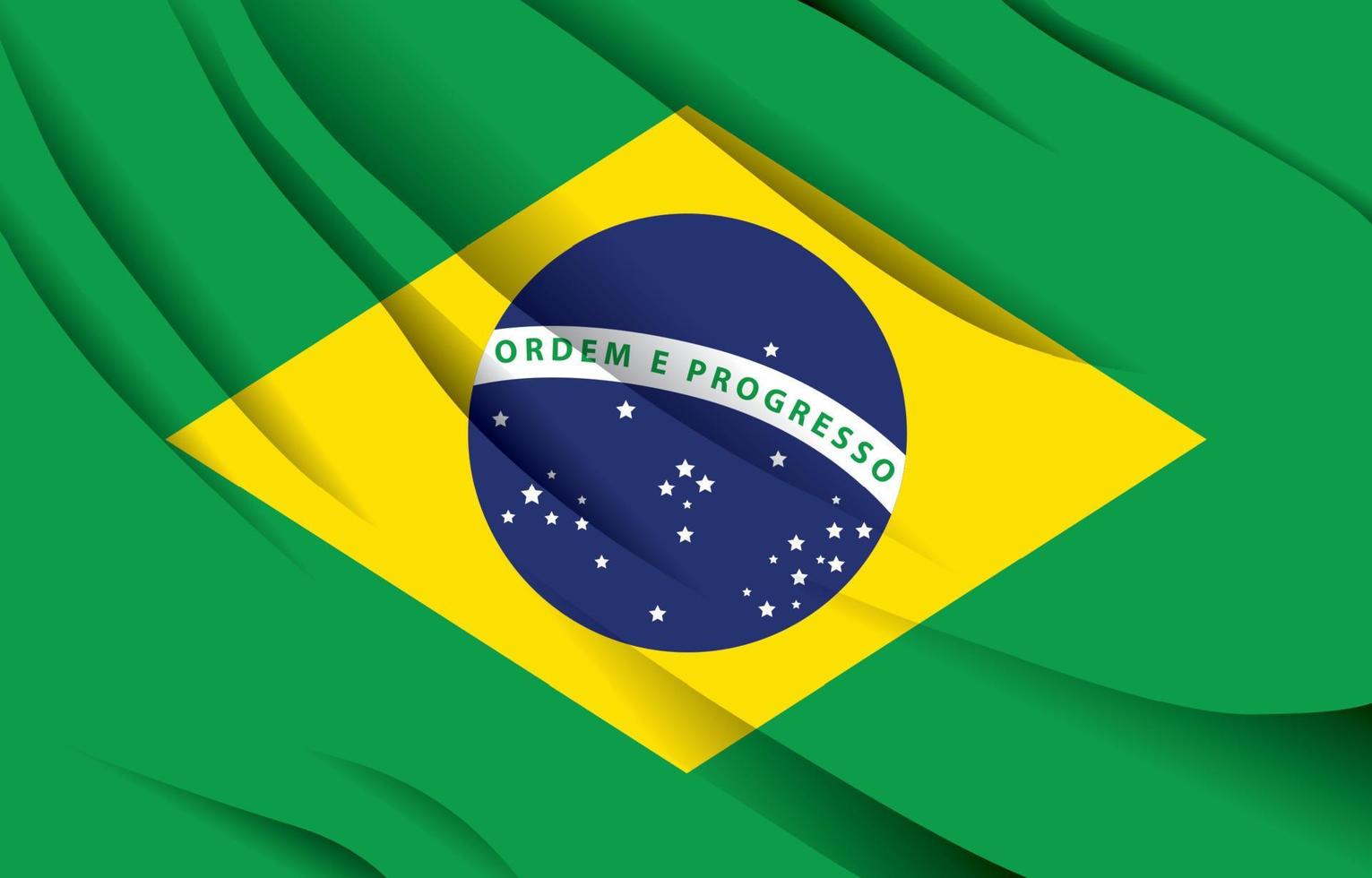 bandeira nacional do brasil acenando ilustração vetorial realista vetor