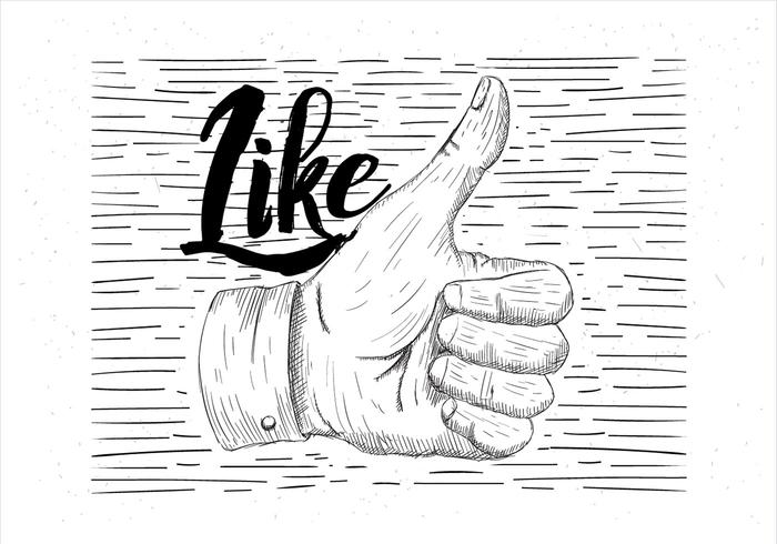 Ilustração de thumbs up do vetor desenhada à mão livre