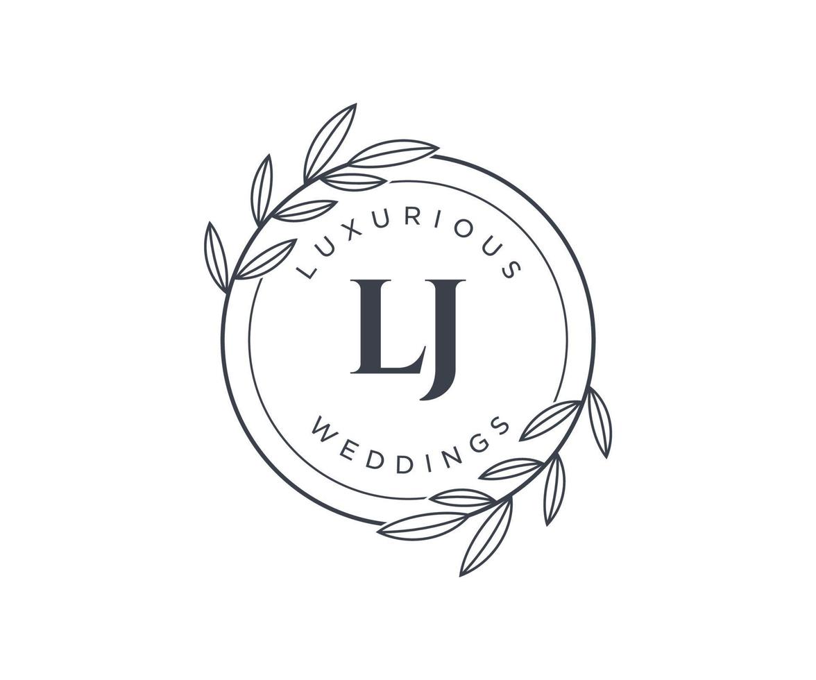 lj letras iniciais modelo de logotipos de monograma de casamento, modelos minimalistas e florais modernos desenhados à mão para cartões de convite, salve a data, identidade elegante. vetor