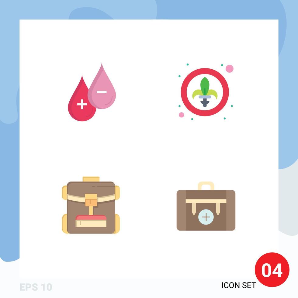 conjunto de ícones planos de interface móvel de 4 pictogramas de bolsa de sangue mais elementos de design de vetores editáveis de serviço de festival