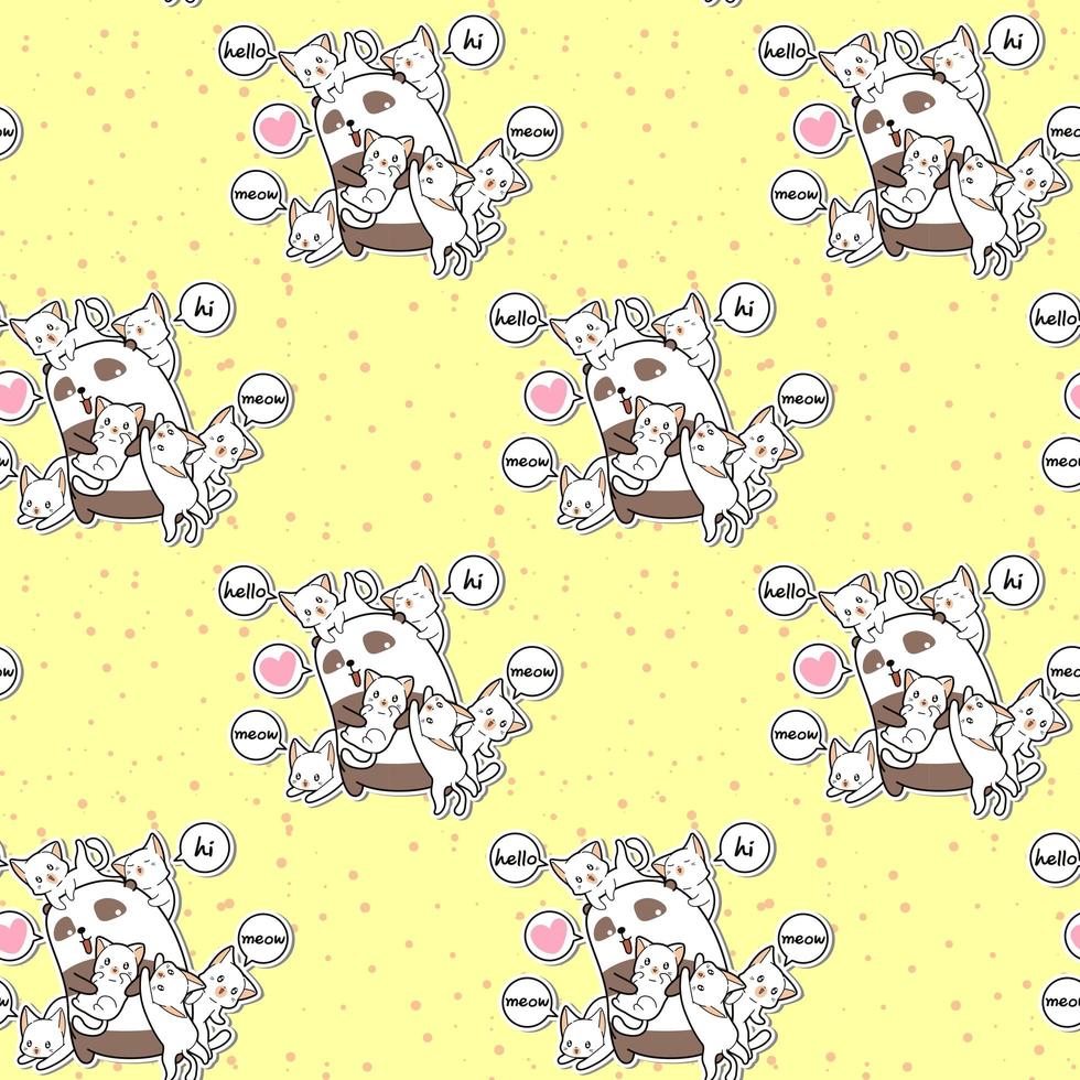 padrão de estilo desenho animado de panda kawaii e amigos sem costura vetor