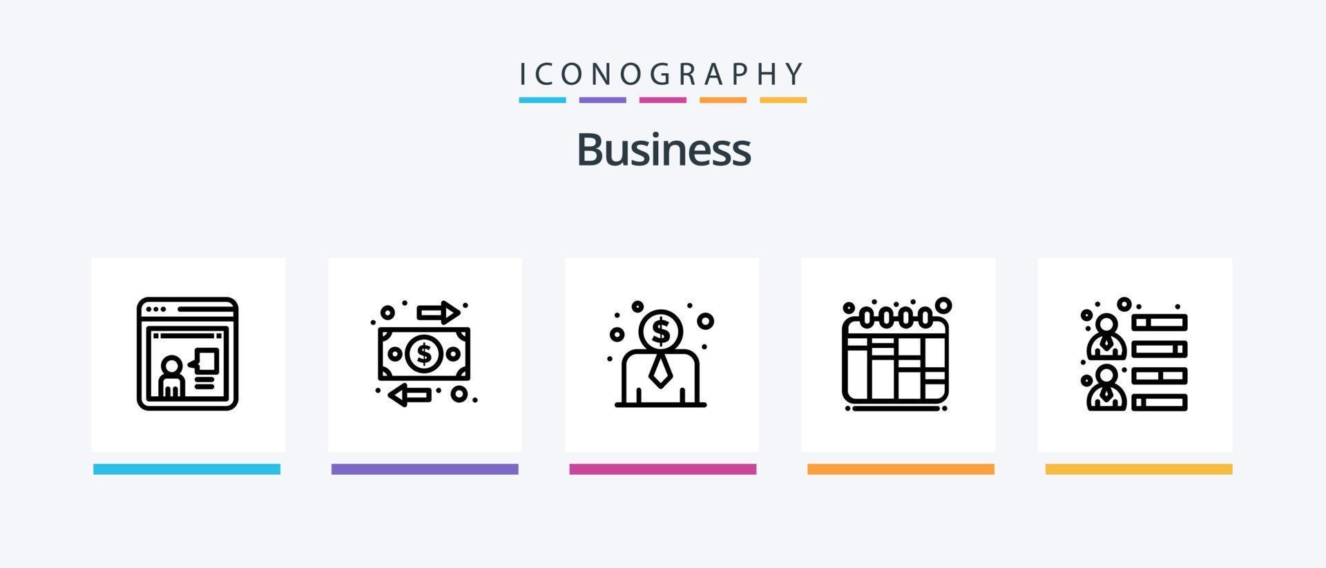 pacote de ícones da linha de negócios 5, incluindo pessoa. crescimento. conferência. tarefa. complicação. design de ícones criativos vetor