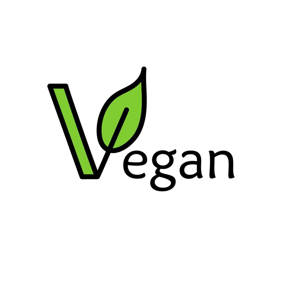 ilustração de letras de vetor verde de texto desenhado à mão vegan.