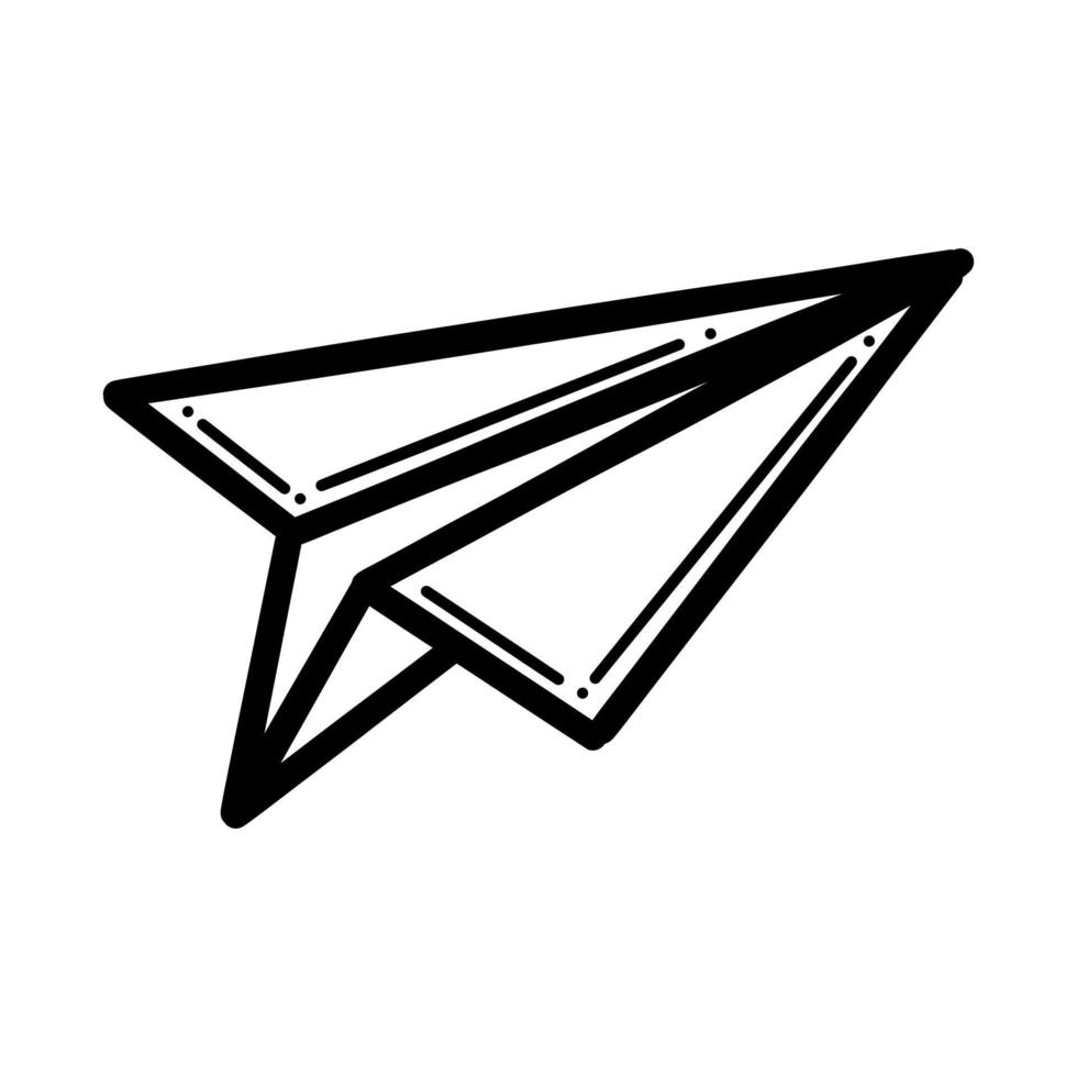 ícone de vetor de linha de doodle de avião de papel.