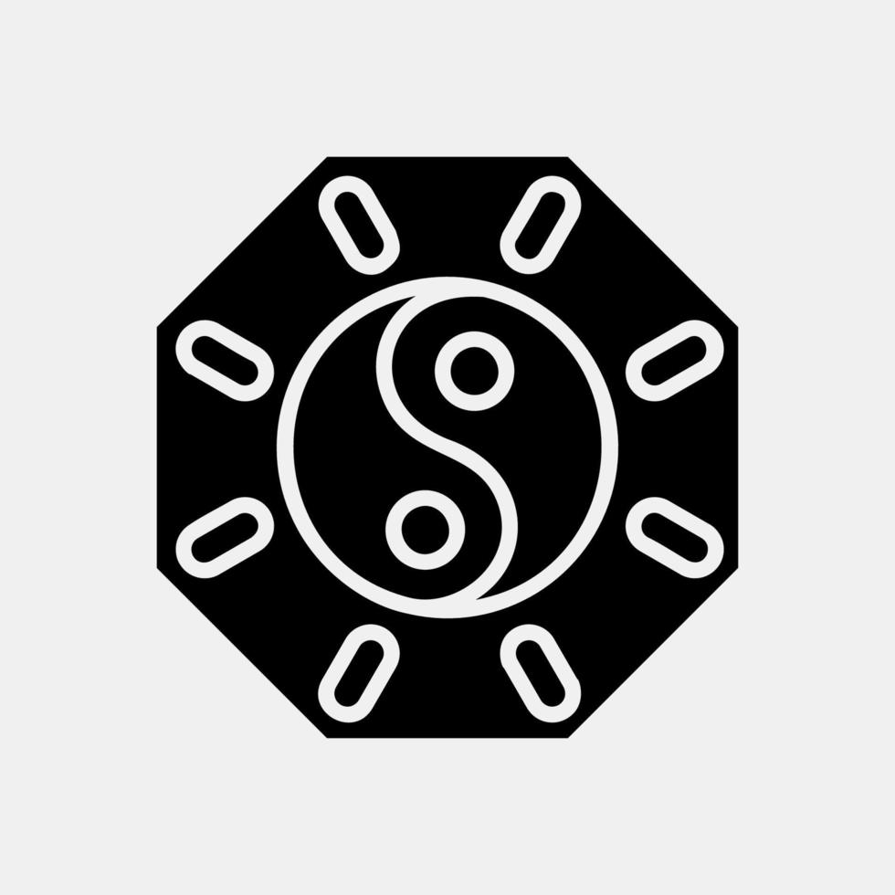 símbolo do ícone yin yang. elementos de celebração do ano novo chinês. ícones no estilo glifo. bom para impressões, cartazes, logotipo, decoração de festa, cartão de felicitações, etc. vetor