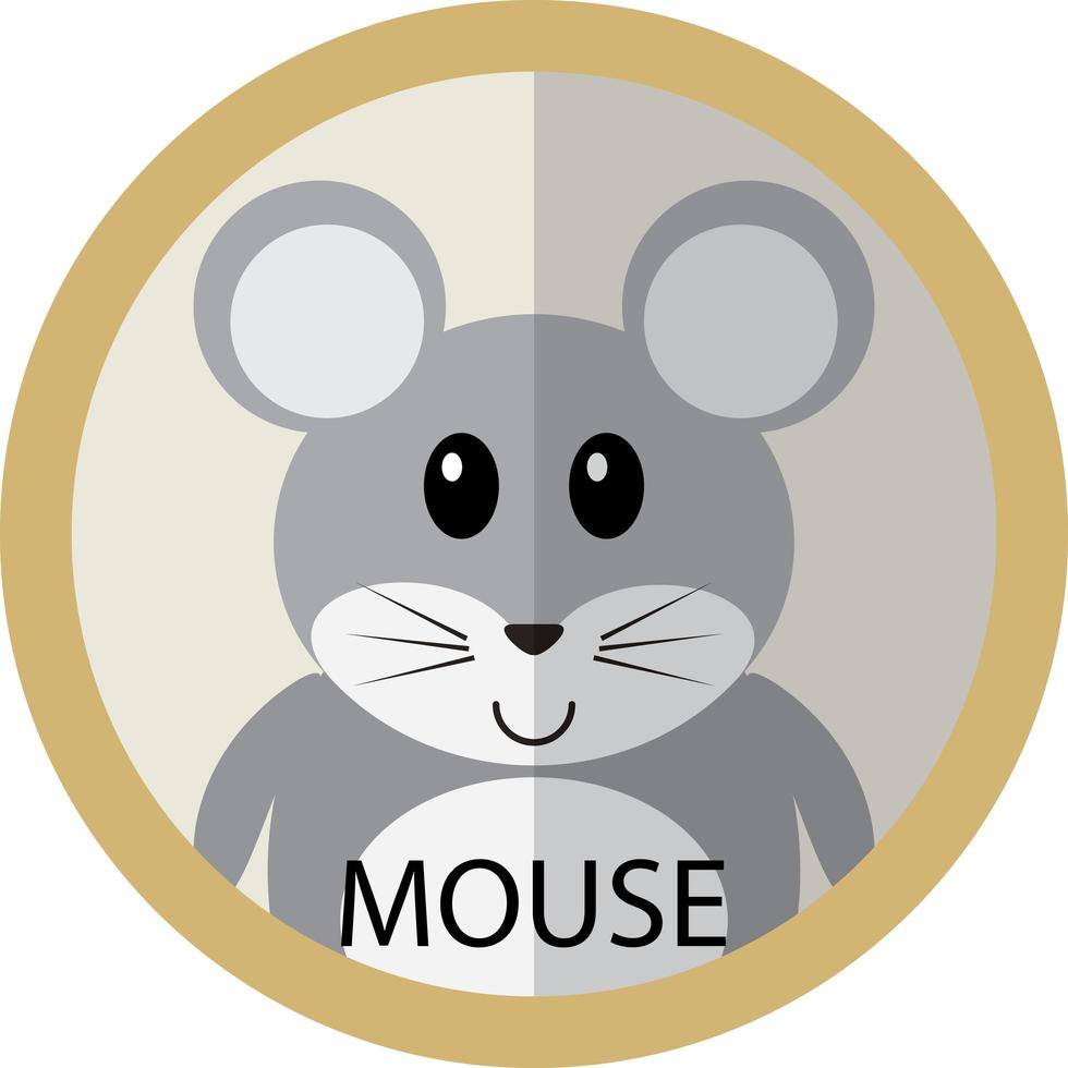 avatar de ícone plano de desenho de rato cinza fofo vetor
