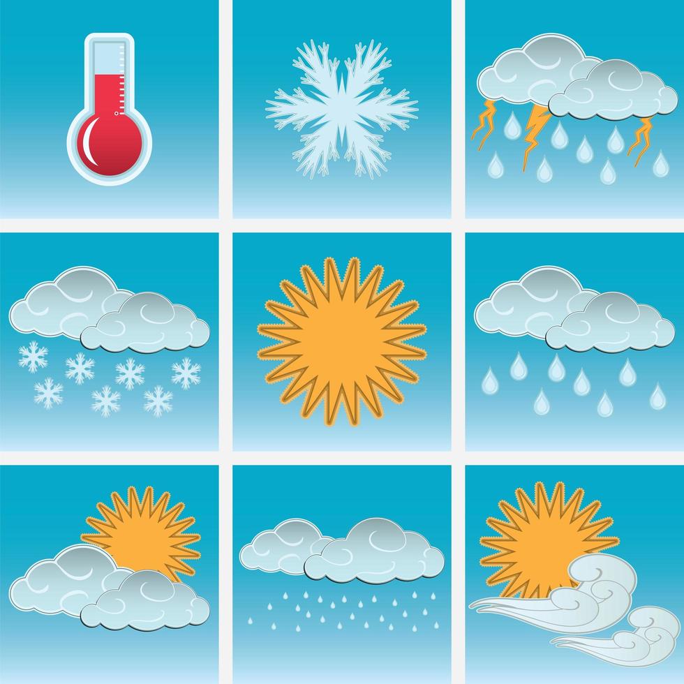 ícones de cores do clima do dia vetor