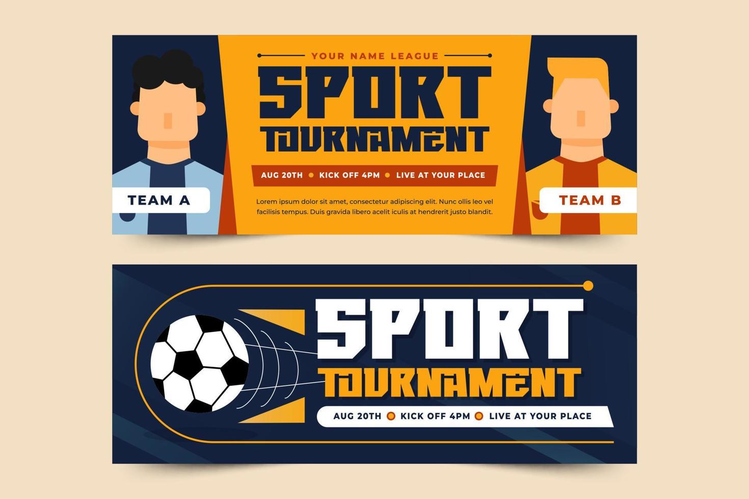 modelo de design de banner de evento esportivo de torneio de futebol fácil de personalizar vetor