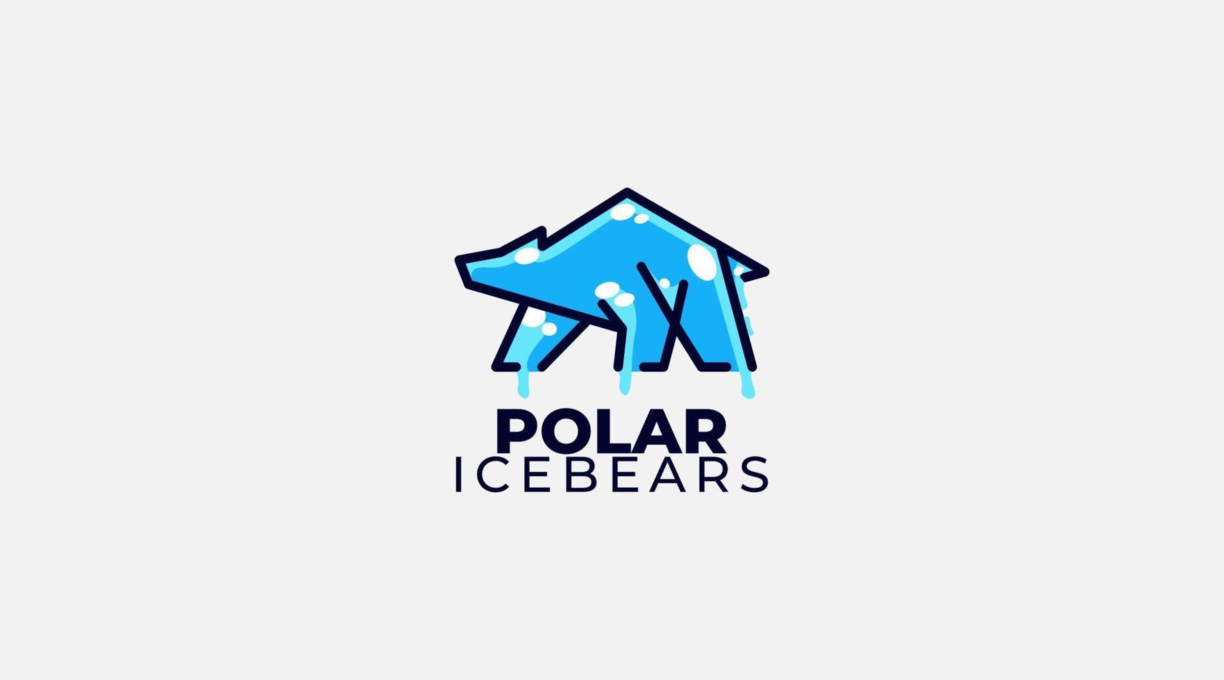 ícone de ilustração de design de logotipo de vetor de ursos de gelo polar