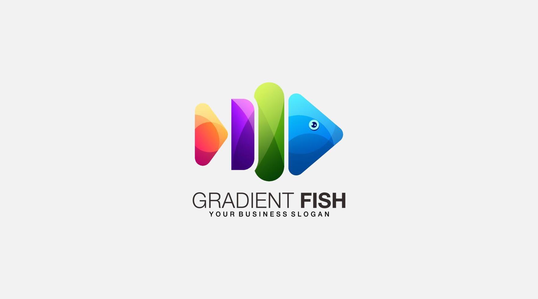 ícone de ilustração de design de logotipo de vetor de peixe gradiente