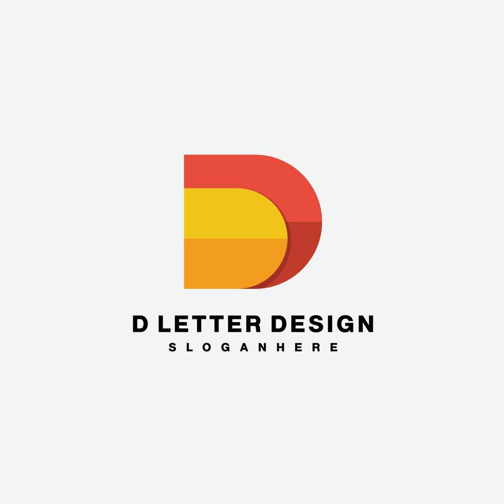 logotipo de vetor de ícone de cor de design de letra d