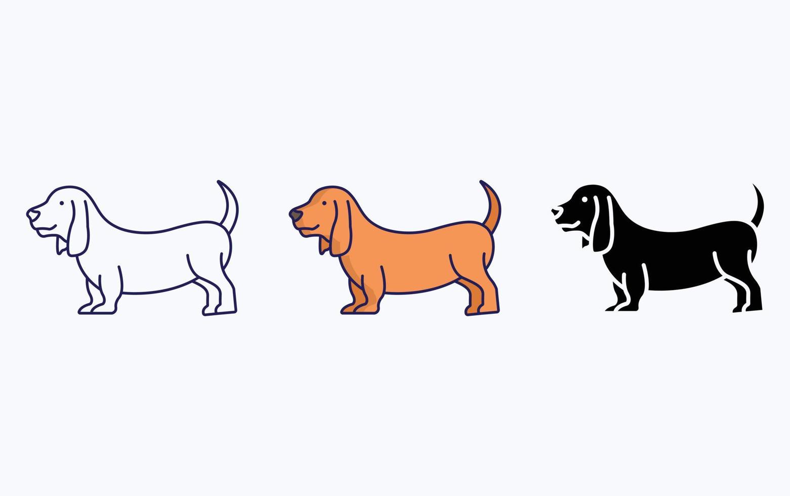 ícone de ilustração de raças de cães basset hound vetor