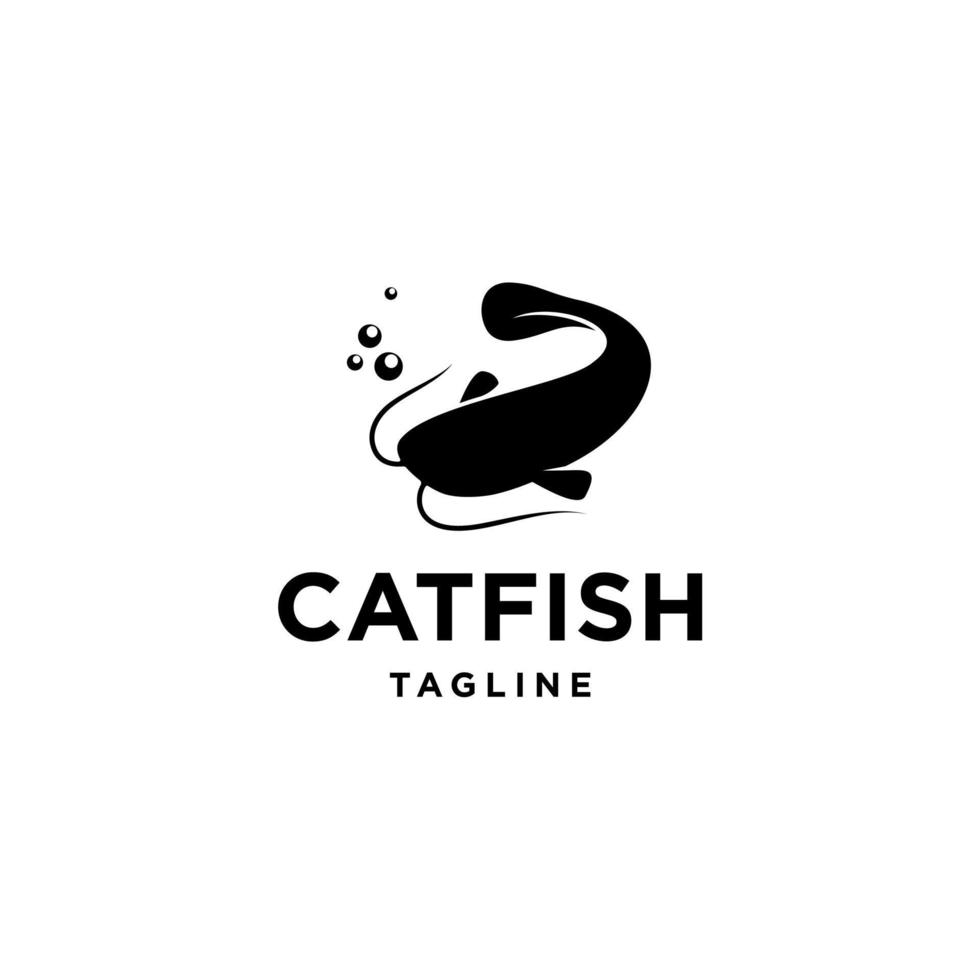 ilustração de ícone vetorial de logotipo de peixe-gato com bigode e bolha vetor