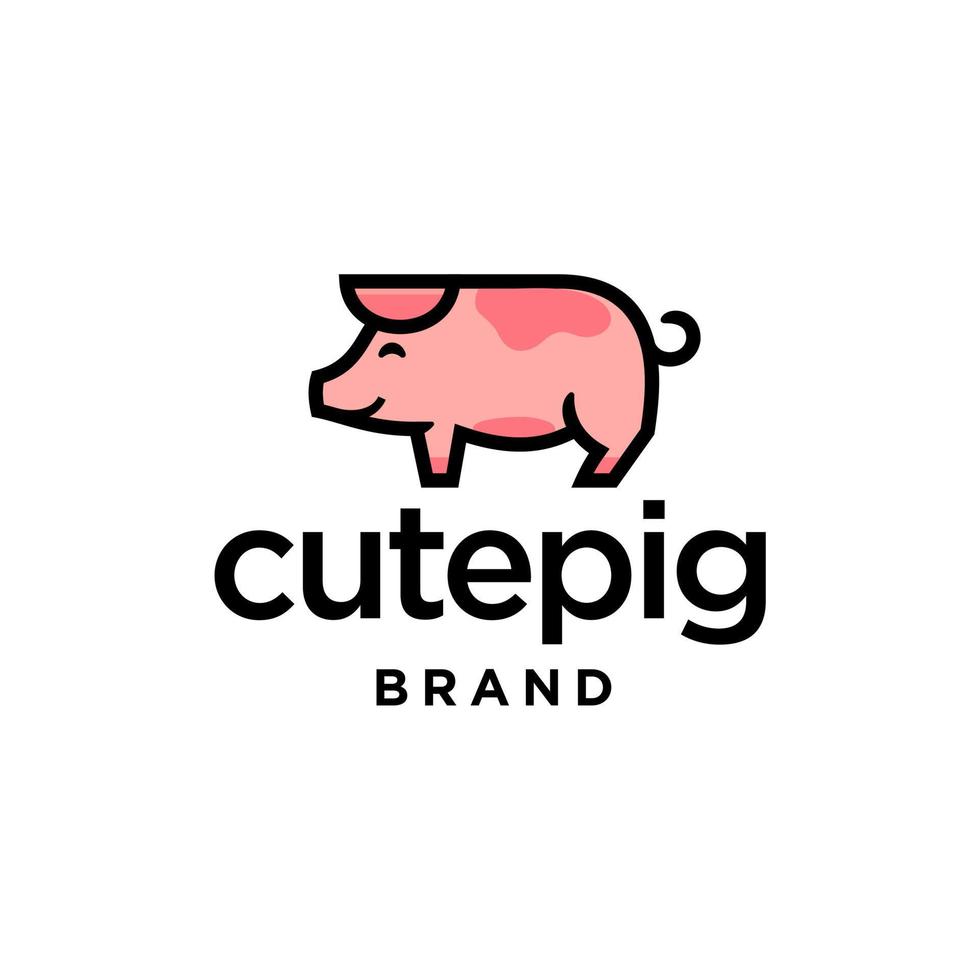 mascote de logotipo de porco fofo e ícone ou vetor de modelo de desenho animado ilustração stock