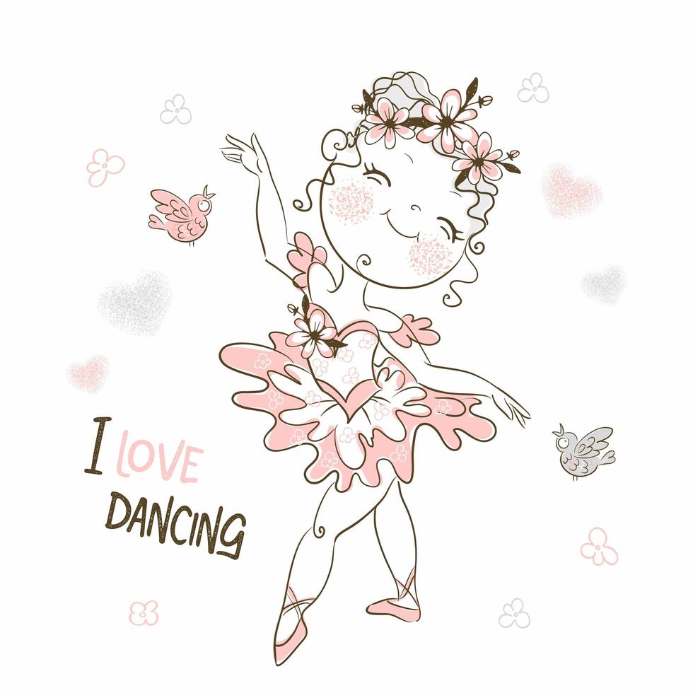 uma linda bailarina com um tutu rosa dançando vetor