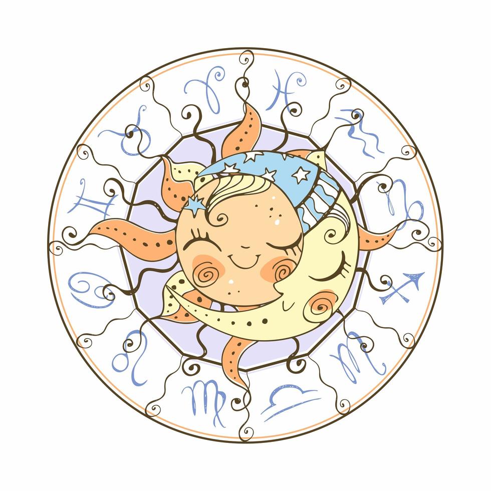 o símbolo da astrologia do sol e da lua vetor