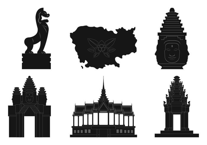 silhouettes cambodia vector elements