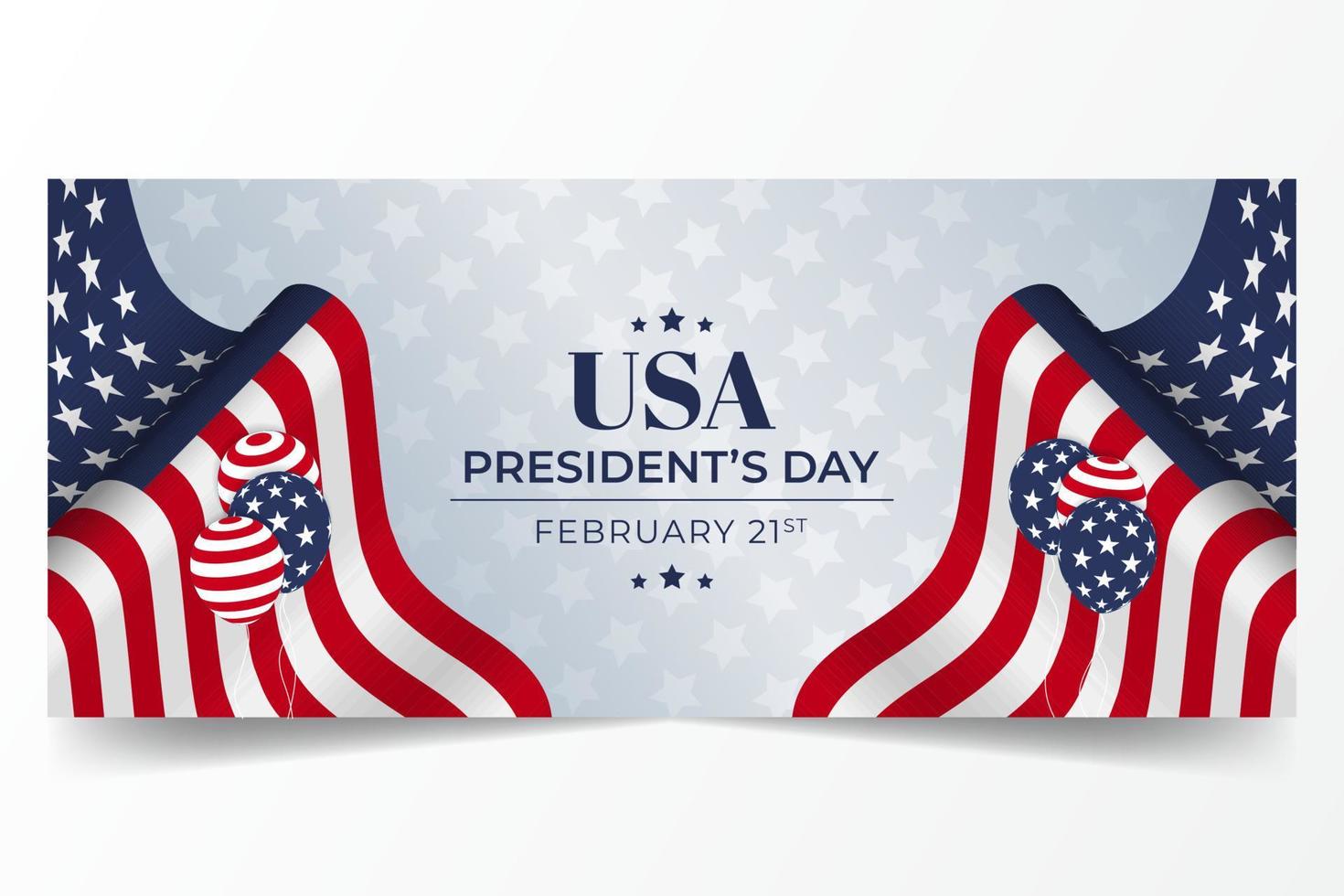 feliz dia dos presidentes dos eua 21 de fevereiro banner horizontal com ilustração de bandeira vetor