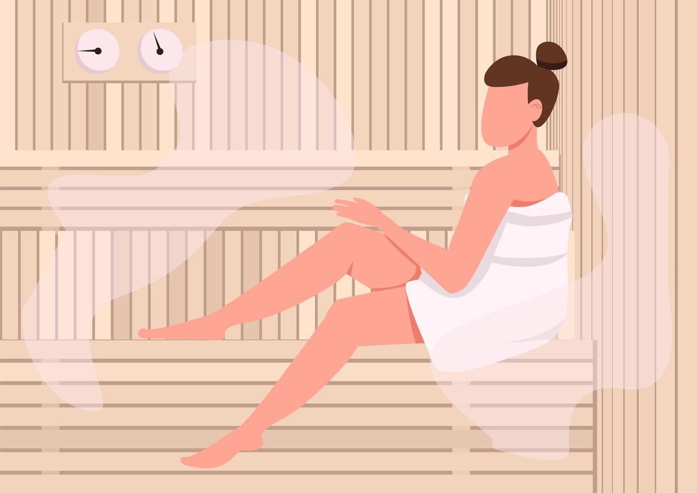 sauna feminina com toalha vetor