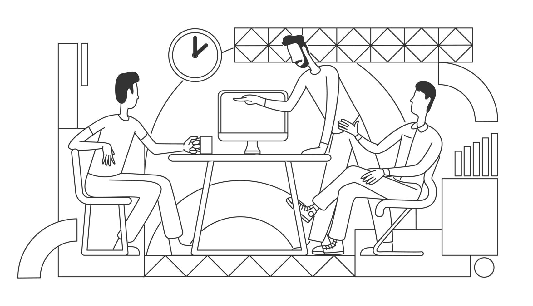 estilo de linha fina de processo de trabalho vetor