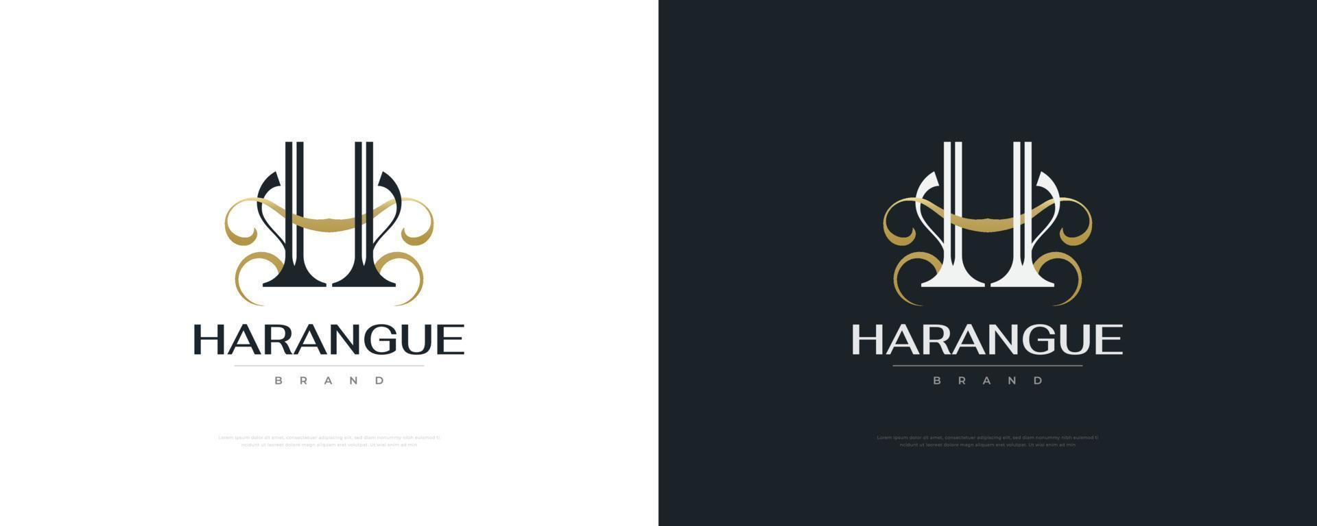 design de logotipo de letra h premium e elegante. logotipo bonito e luxuoso para logotipo de hotel, resort, boutique, cosmético ou moda vetor