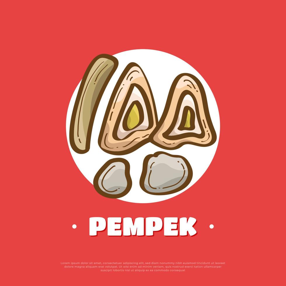 ilustração pempek, comida tradicional indonésia. cozinha tradicional de palembang chamada empek-empek vetor
