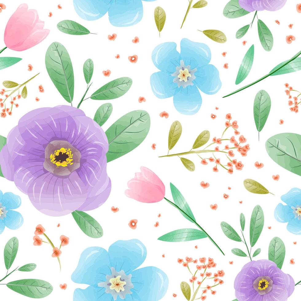 plano de fundo padrão floral aquarela sem costura vetor