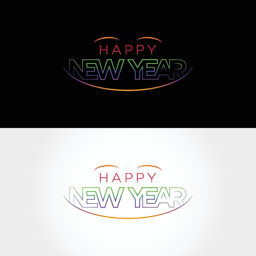 neon feliz ano novo design com sinal feliz vetor