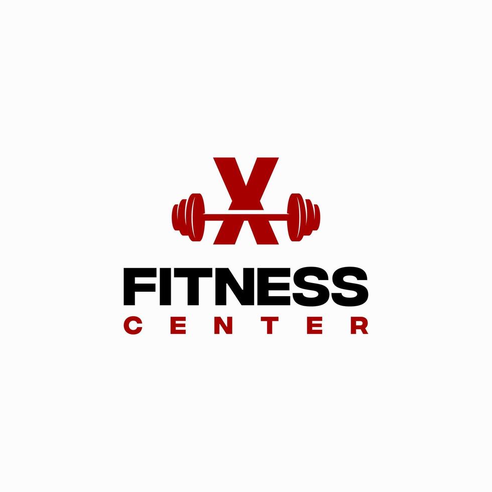 x vetor de modelo inicial do logotipo do centro de fitness, logotipo do ginásio de fitness