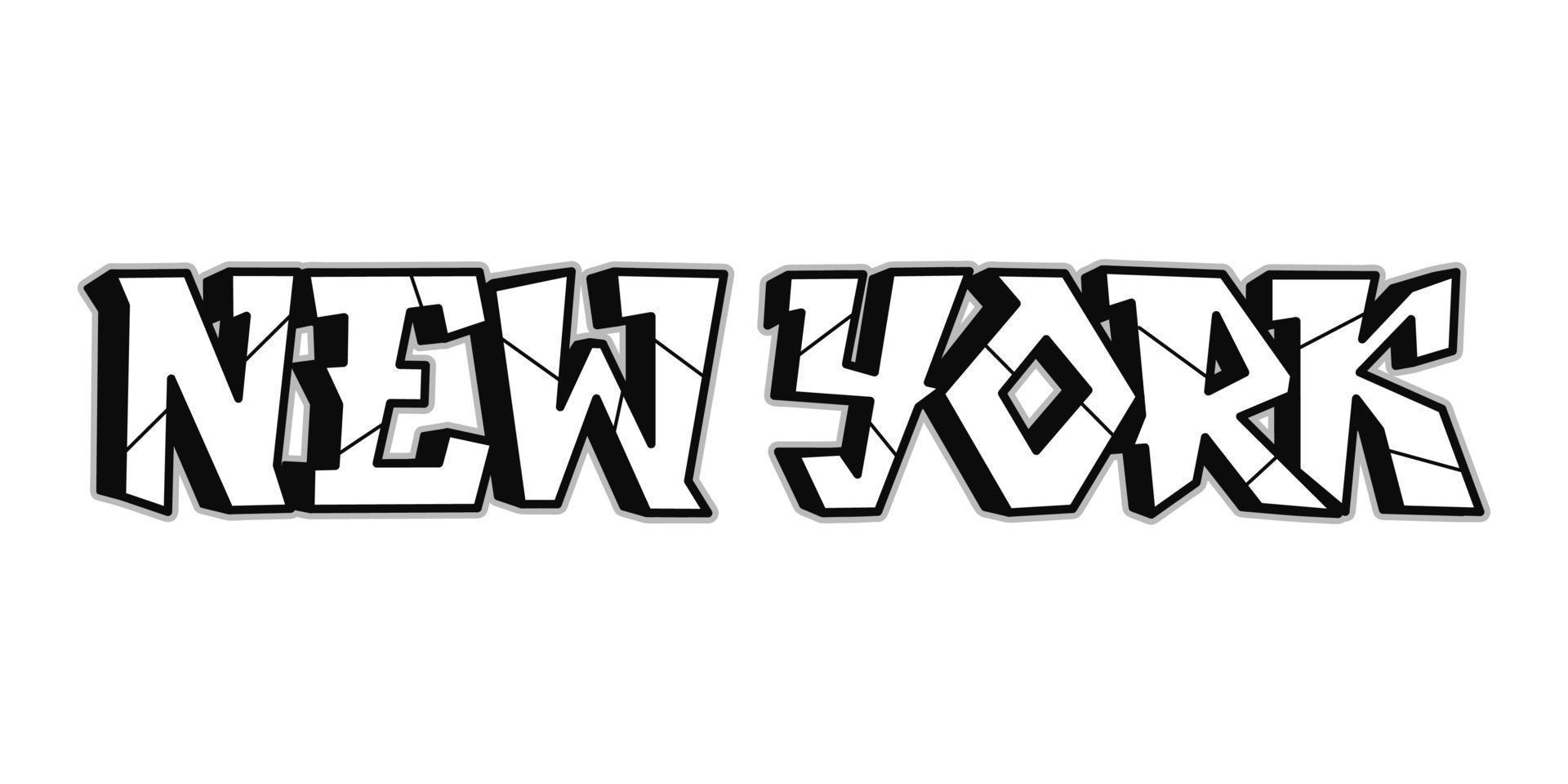 nova york palavra trippy psicodélico graffiti estilo letter.vector mão desenhada doodle logotipo dos desenhos animados ilustração de nova york. letras divertidas e divertidas, moda, impressão estilo grafite para camiseta vetor