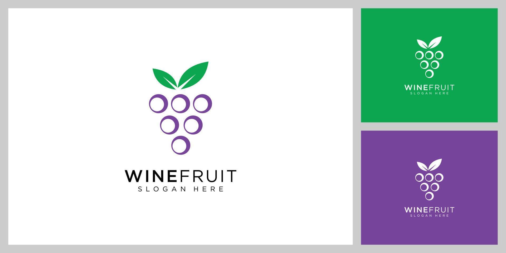 vinho fruta logotipo vector design natureza