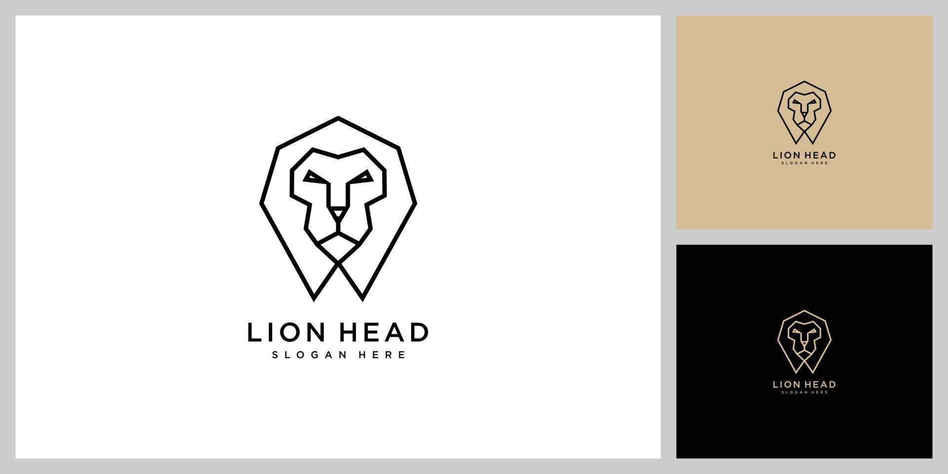 vetor de logotipo de linha mono de cabeça de leão