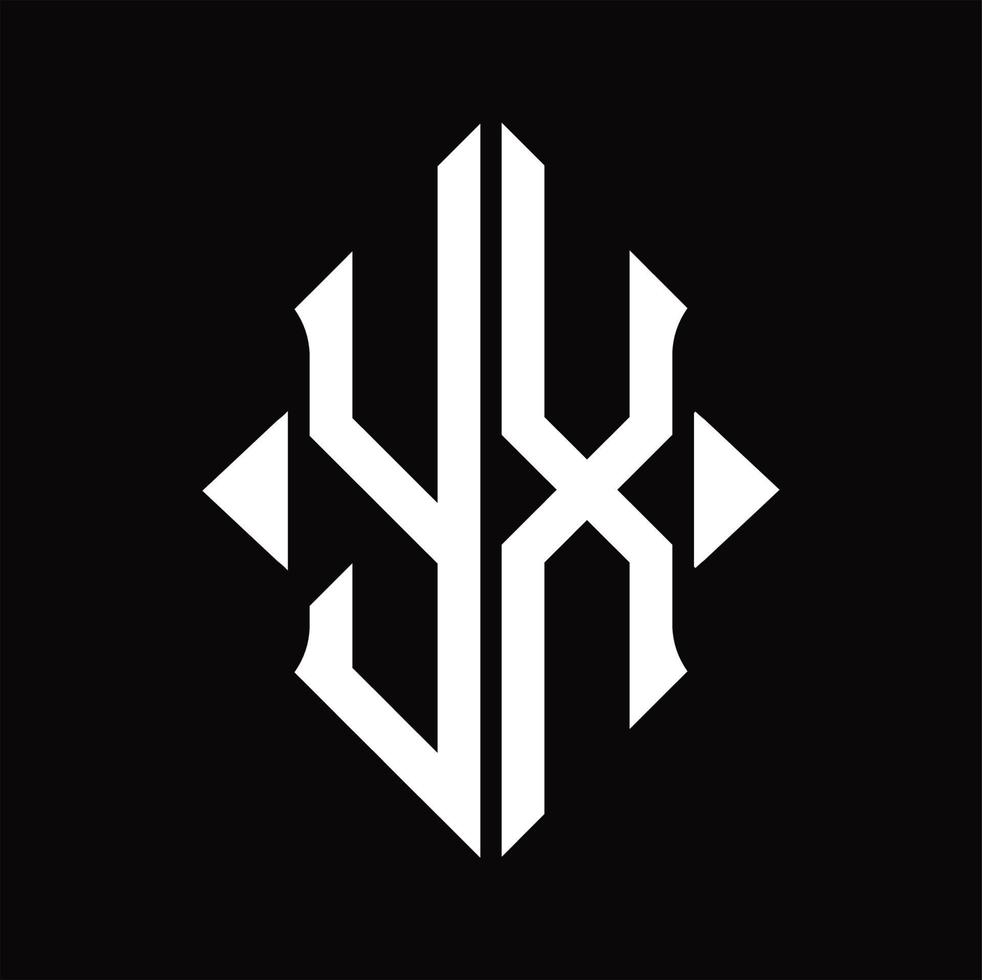 monograma de logotipo yx com modelo de design isolado de forma de escudo vetor