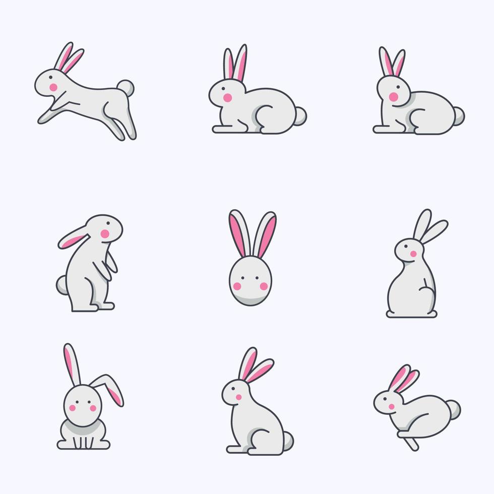 adoráveis coelhos bonitos da raça vetor