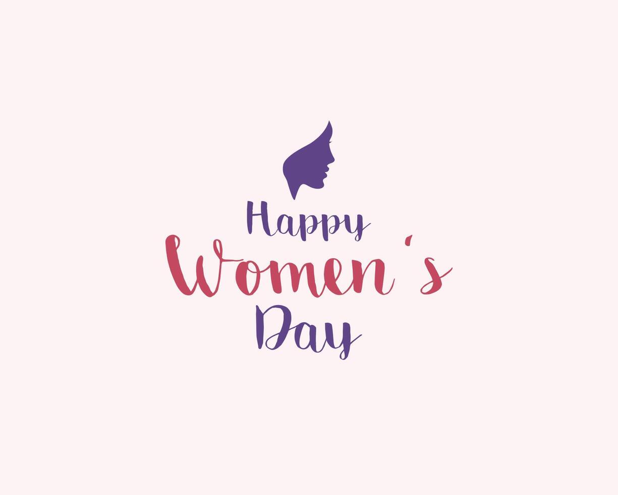 feliz cartão vetorial do dia da mulher para 8 de março em tipografia de cor rosa. mulher bonita com ilustração de forma de coração. vetor