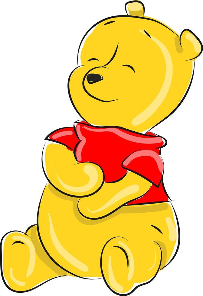 pequeno Winnie the Pooh, ilustração, vetor sobre fundo branco