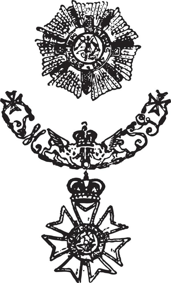 st. miguel e st. george são condecorações militares da europa, ilustração vintage vetor