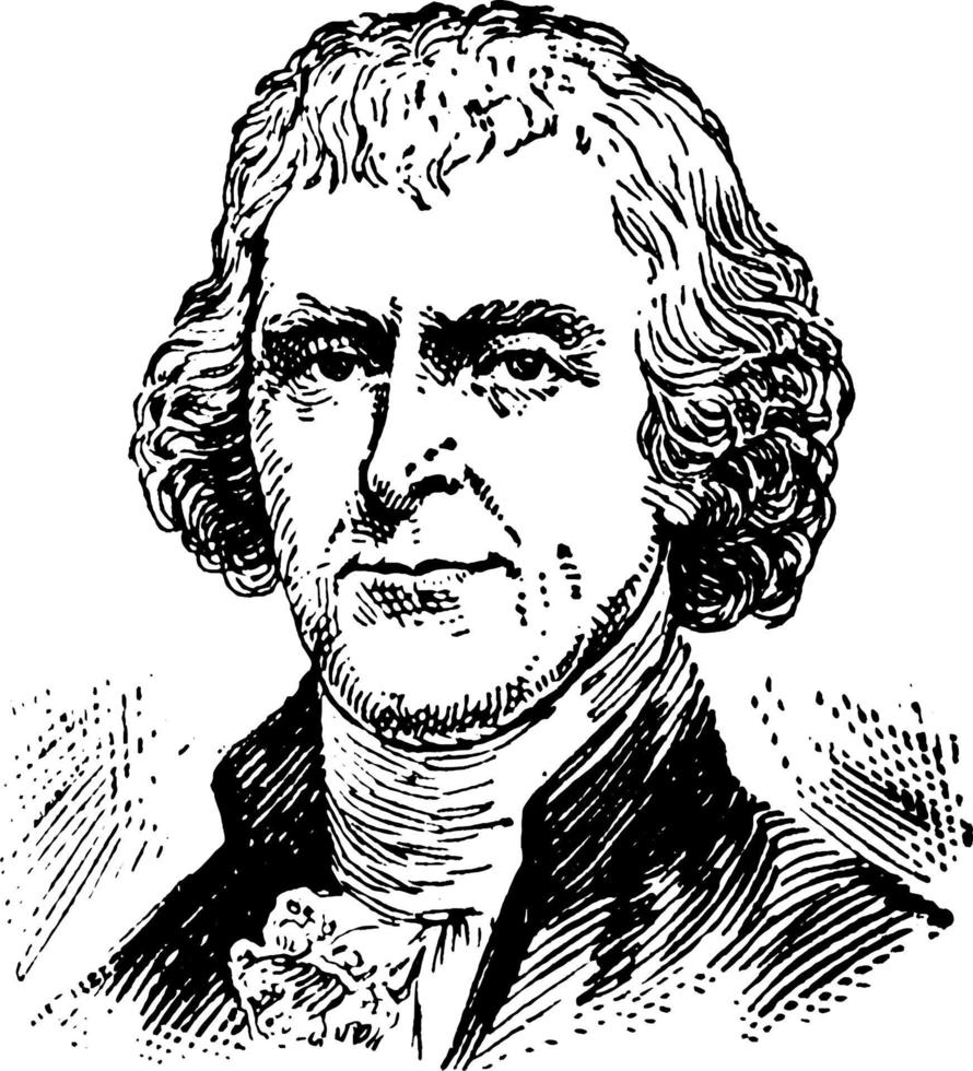 thomas jefferson, ilustração vintage vetor