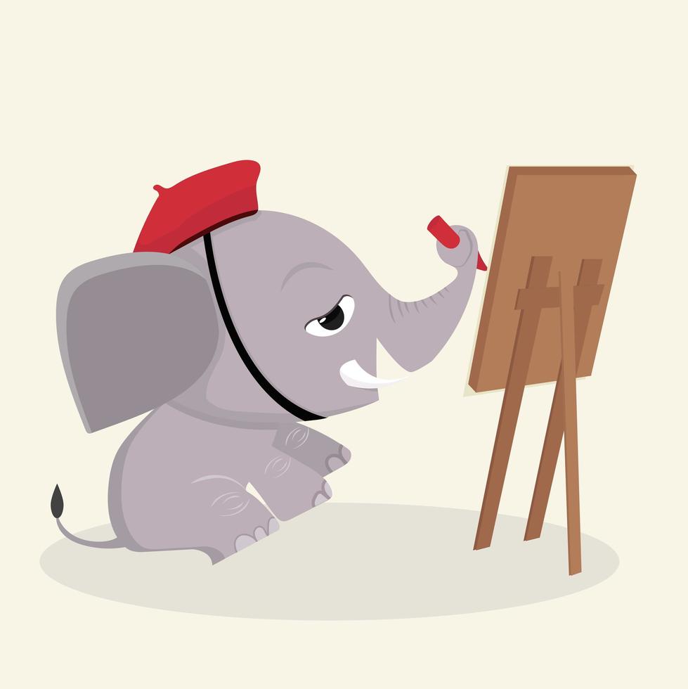 elefante artista desenha com tintas vetor