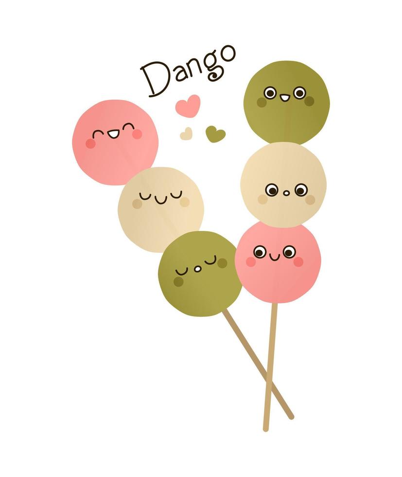 linda ilustração vetorial de bastões de dango isolada no fundo branco vetor