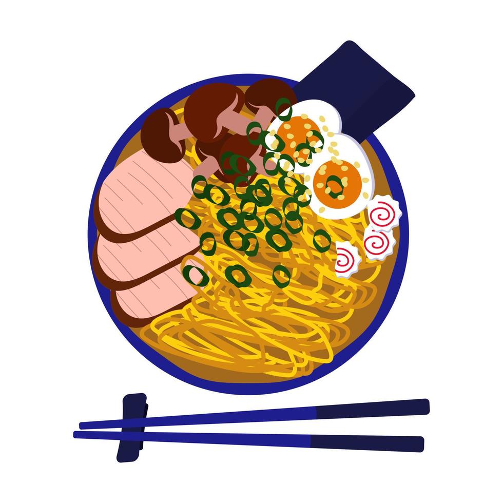 tigela de ilustração vetorial de macarrão ramen japonês vetor