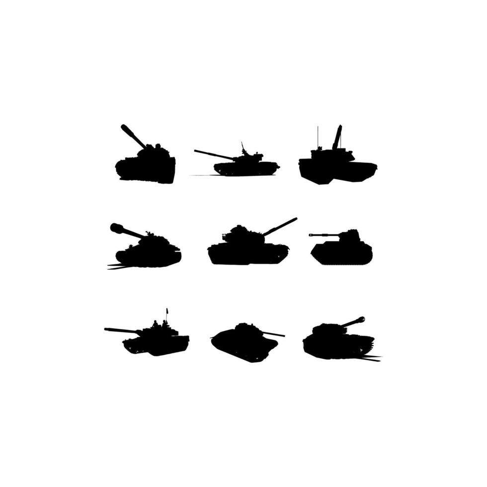 design de silhueta de ilustração de exército de tanque vetor