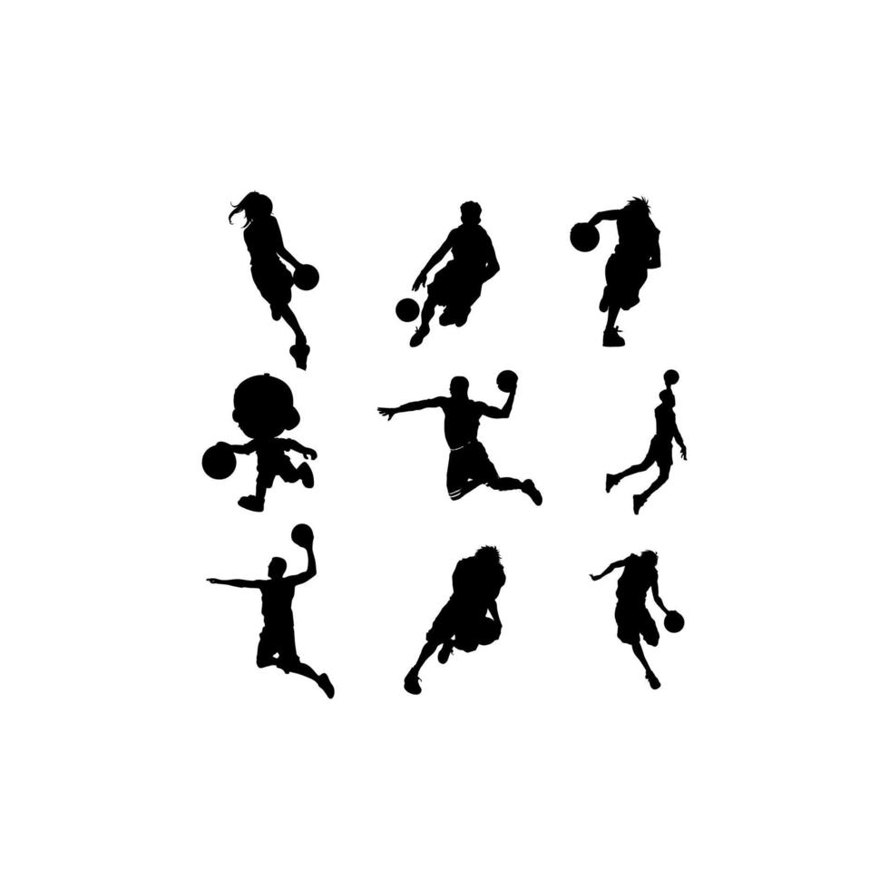 ícone de conjunto de ilustração de basquete humano vetor