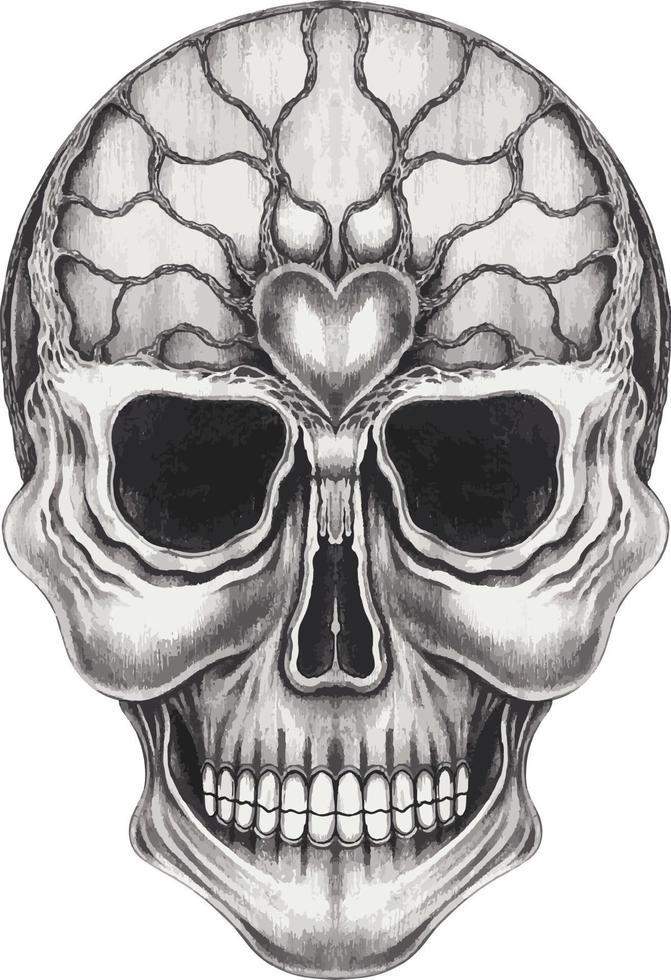 arte surreal skull.hand desenho e fazer gráfico vector.hic vector. vetor