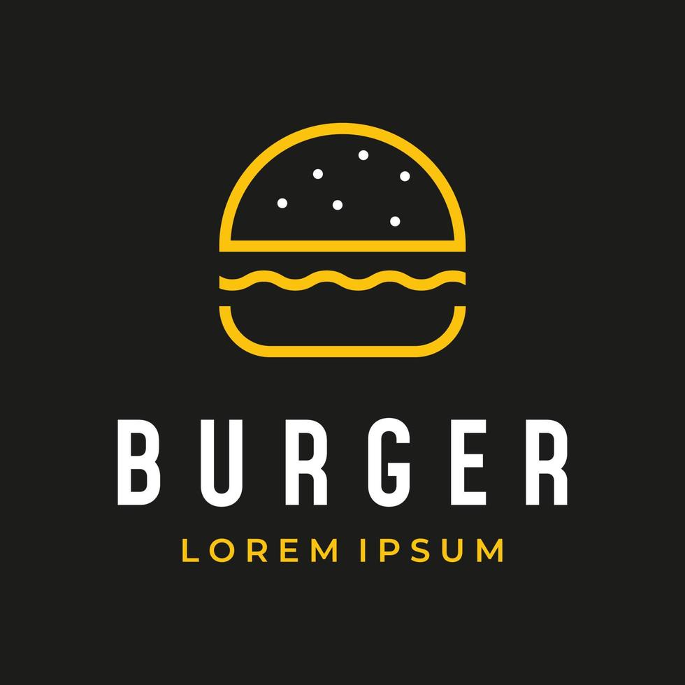 logotipo do hambúrguer, emblema do restaurante, café, rótulo do hambúrguer e modelo de comida factory.fast. vetor