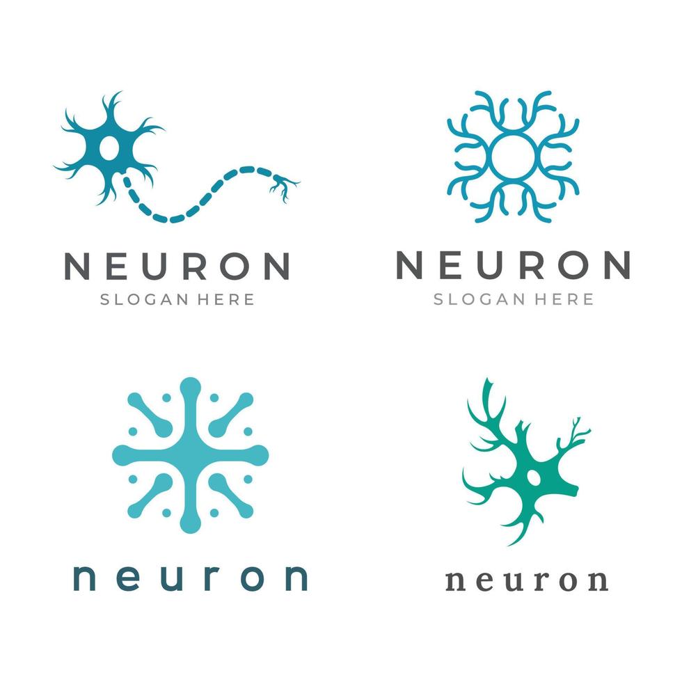 logotipo do neurônio ou logotipo da célula nervosa com modelo de ilustração vetorial de conceito. vetor