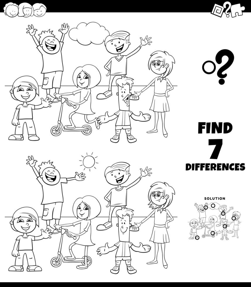 jogo de colorir diferenças com grupo de crianças 1635064 Vetor no Vecteezy